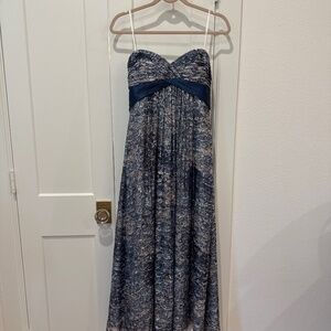 BCBGmaxazria Kai Printed Silk Lurex Strapless Maxi Gown Sz 4